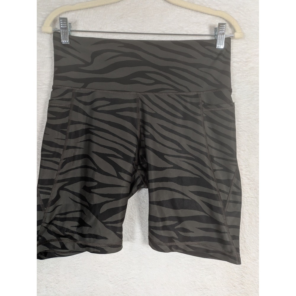 Old Navy Biker Shorts Women's L Gray Zebra Print Powersoft High Waisted Pockets